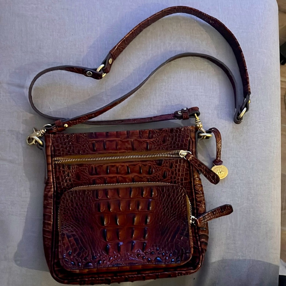 BRAHMIN Brand New!! ‘Tilda’ Croc Embossed Leather Crossbody Bag.